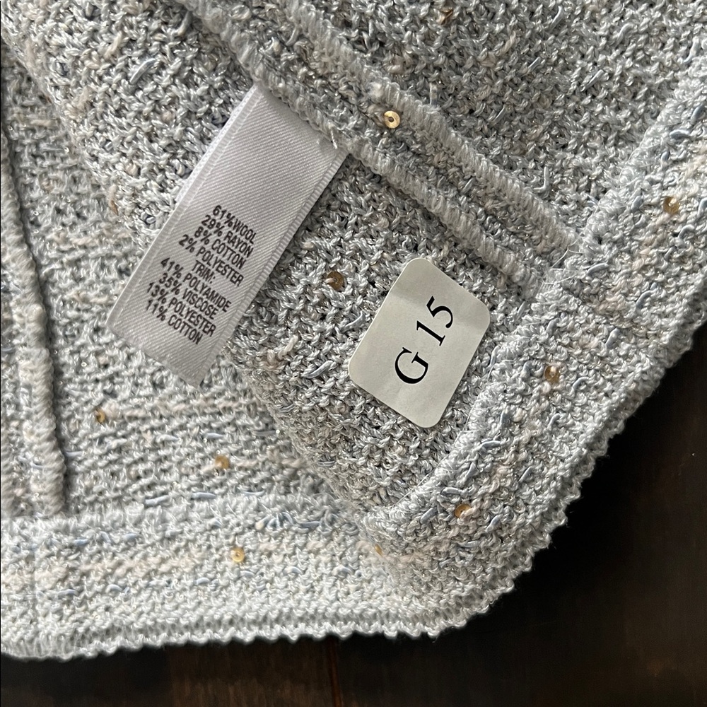 St. John Light Blue and Cream Tweed Jacket - Picture 3 of 7